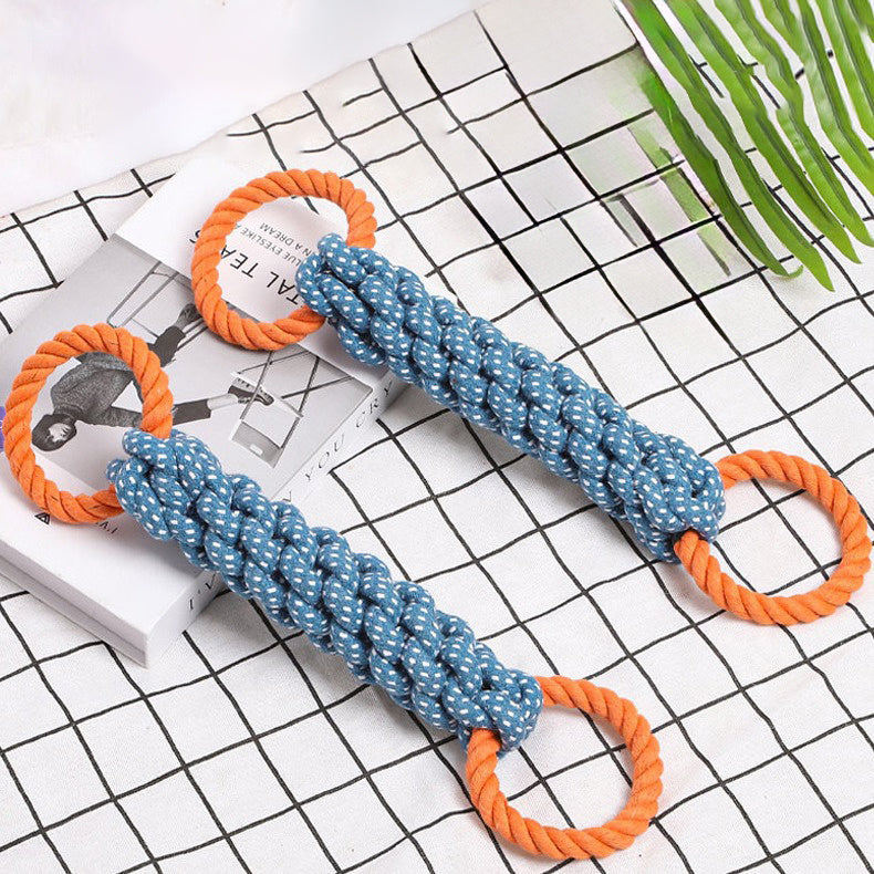JMT-557130 Durable Cotton Knot Dog Toy for Chewing and Dental Care - 37cm Braided Rope Bone
