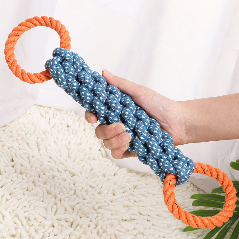 JMT-557130 Durable Cotton Knot Dog Toy for Chewing and Dental Care - 37cm Braided Rope Bone