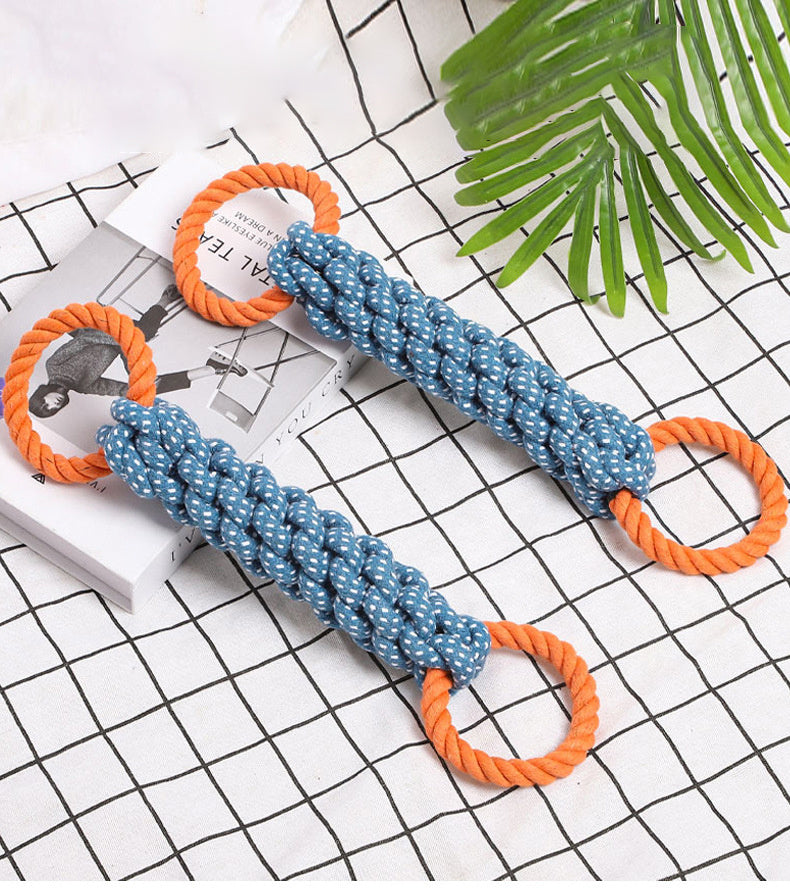 JMT-557130 Durable Cotton Knot Dog Toy for Chewing and Dental Care - 37cm Braided Rope Bone