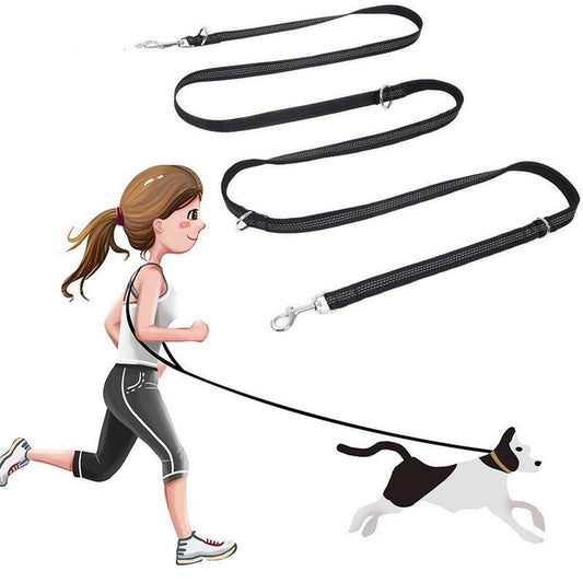 JMT-557642 Extended Multifunctional Nylon Dog Leash - Black Traction Rope for Walking
