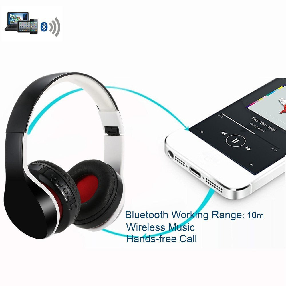 JMT-557642 Foldable Waterproof Mobile Bluetooth Earphones with Mic - Stereo Headset, 10m Range, TF Card Support, Up to 11 Hours Talking Time