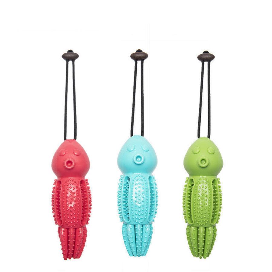JMT-558282 Octopus Molar Pet Toy for Dental Care and Interactive Play - Length: 5.7 x 31 CM, Available in Red, Blue, Green