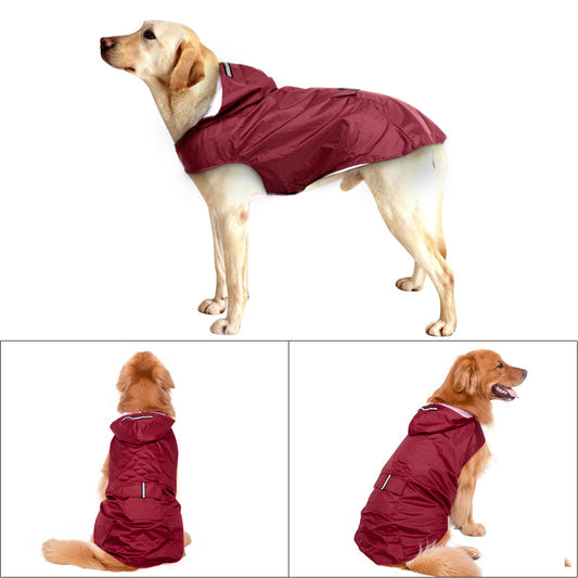 JMT-558922 Waterproof Large Dog Raincoat with Soft Mesh Polyester, Available in Red and Black, Sizes S to 5XL