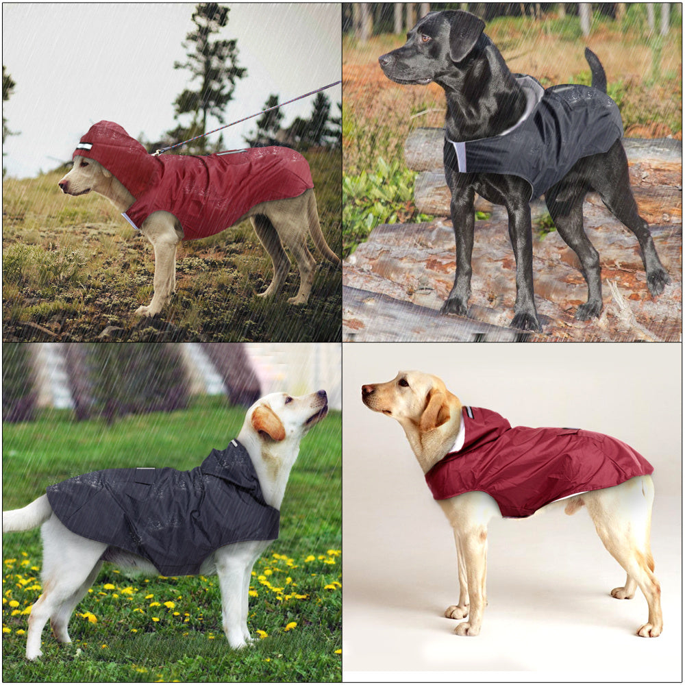 JMT-558922 Waterproof Large Dog Raincoat with Soft Mesh Polyester, Available in Red and Black, Sizes S to 5XL