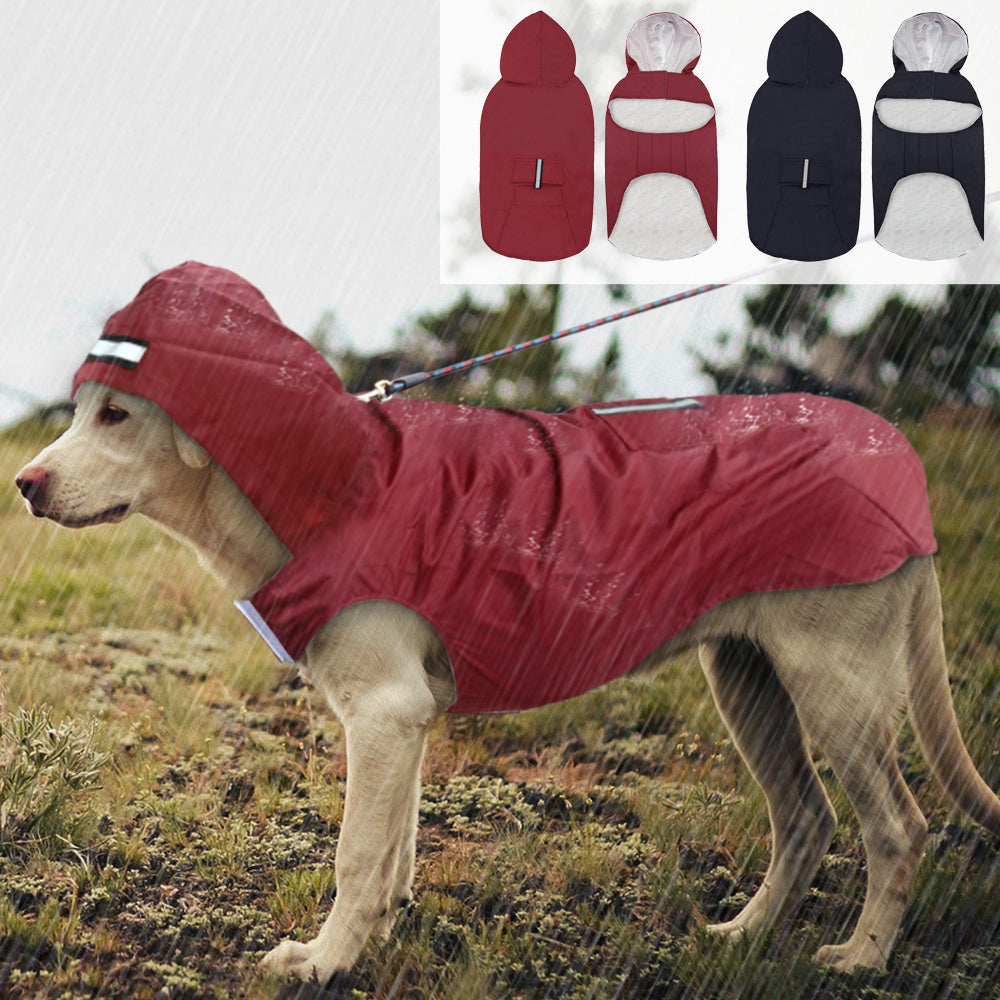 JMT-558922 Waterproof Large Dog Raincoat with Soft Mesh Polyester, Available in Red and Black, Sizes S to 5XL