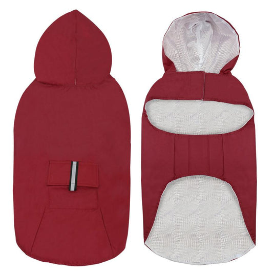 JMT-558922 Waterproof Large Dog Raincoat with Soft Mesh Polyester, Available in Red and Black, Sizes S to 5XL
