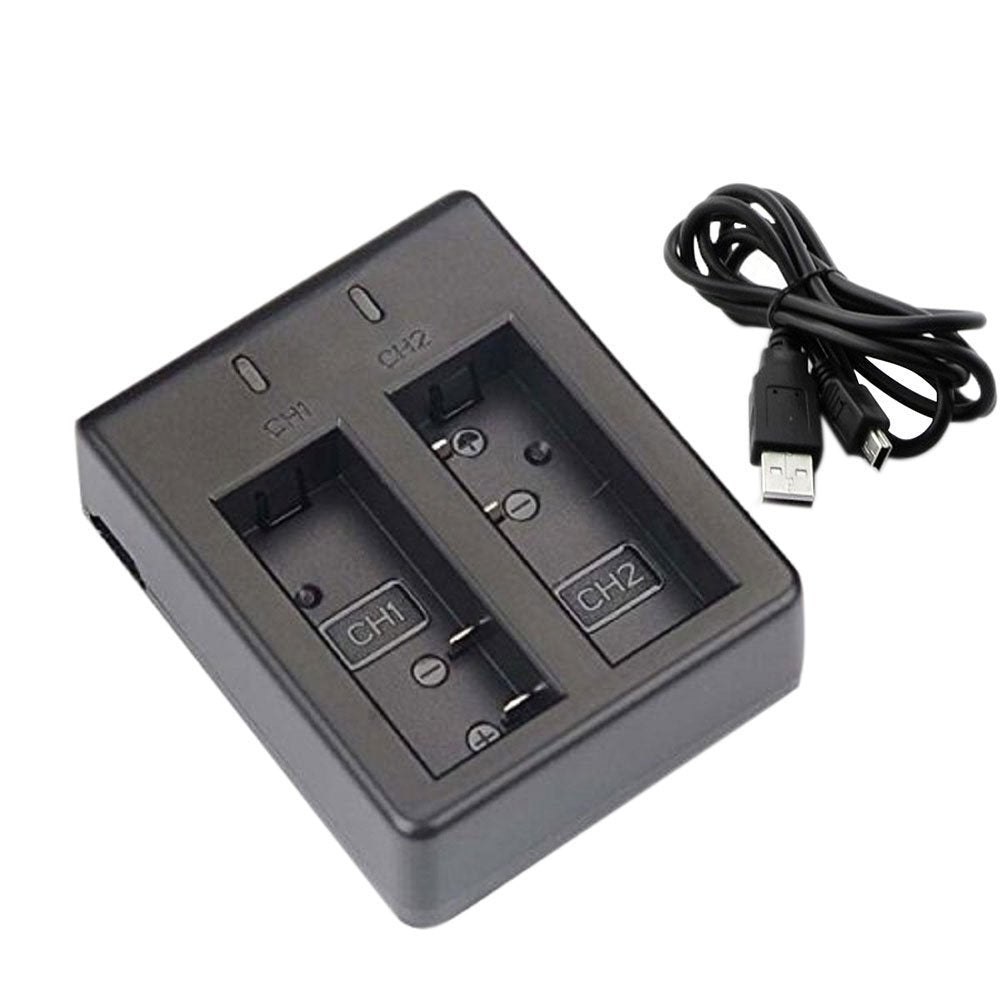 JMT-559626 Dual Charger for EKEN H9 H9R H3R H8PRO H8R & SJCAM SJ4000 SJ5000 - Compact 1050mAh Battery Charging Station
