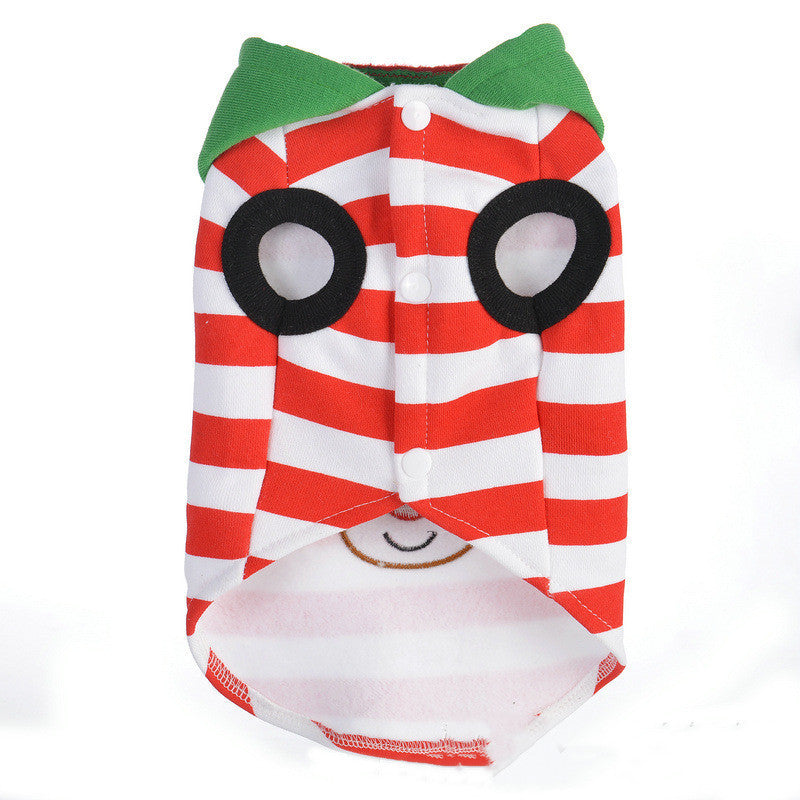 JMT-560074 Christmas Elk Striped Jacket with Hood for Dogs - Cotton Material, Available Sizes 8 to 16