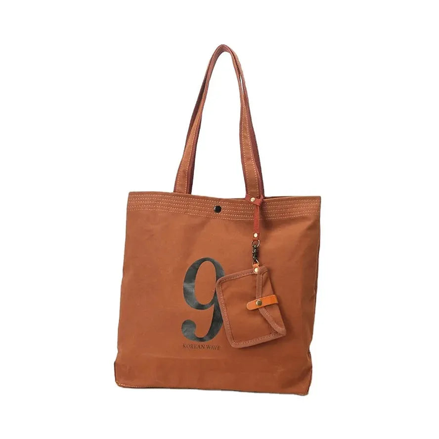 JMT-560138 Korean-Inspired Large Capacity Canvas Shoulder Tote Bag for Women