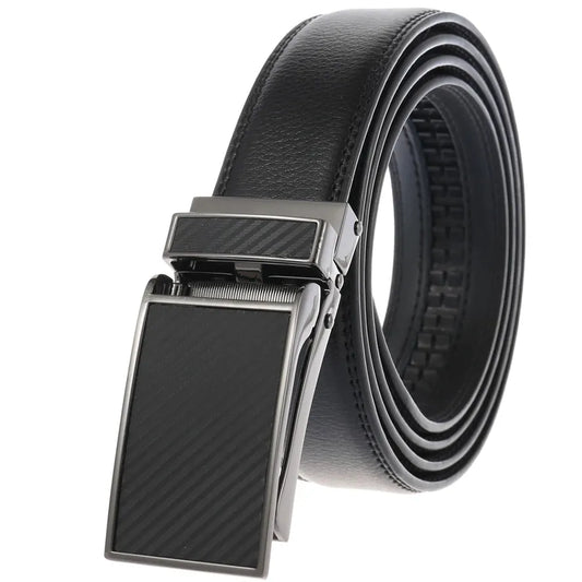 JMT-560202 Automatic Cow Hide Ratchet Belt – Custom Logo Printable, 3.1cm Width