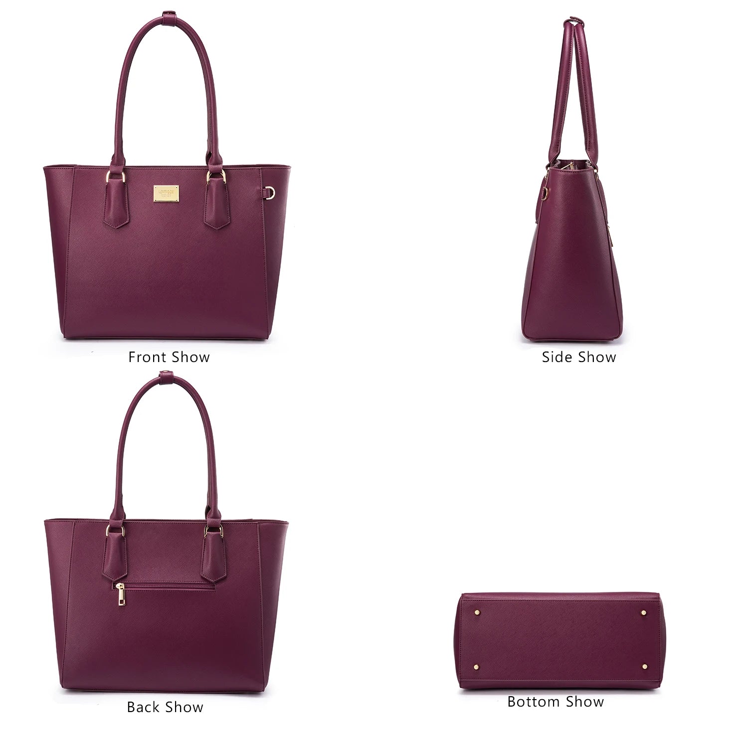 JMT-560266 Elegant Leather Tote Bag for 15.6-Inch Laptops - Versatile Work and Shopping Handbag for Women