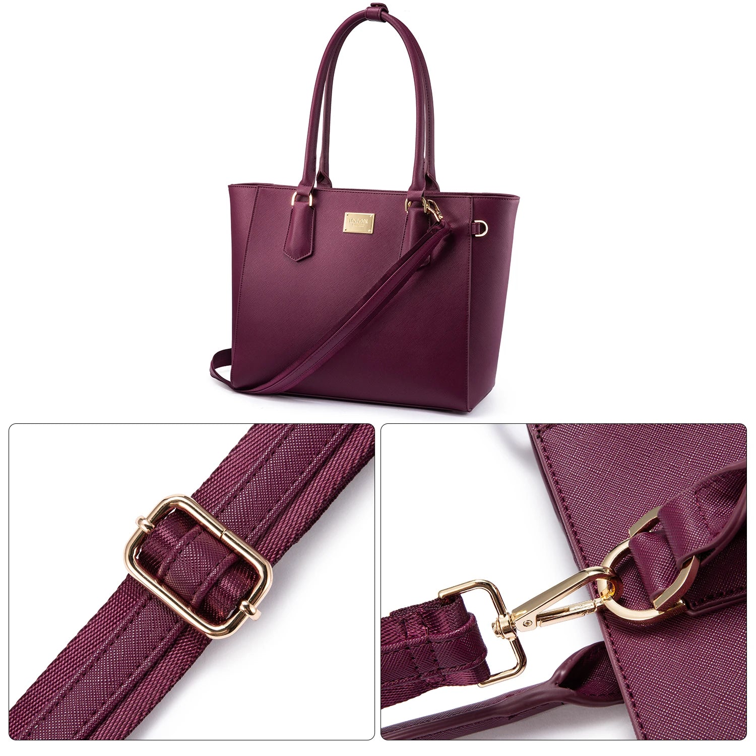 JMT-560266 Elegant Leather Tote Bag for 15.6-Inch Laptops - Versatile Work and Shopping Handbag for Women