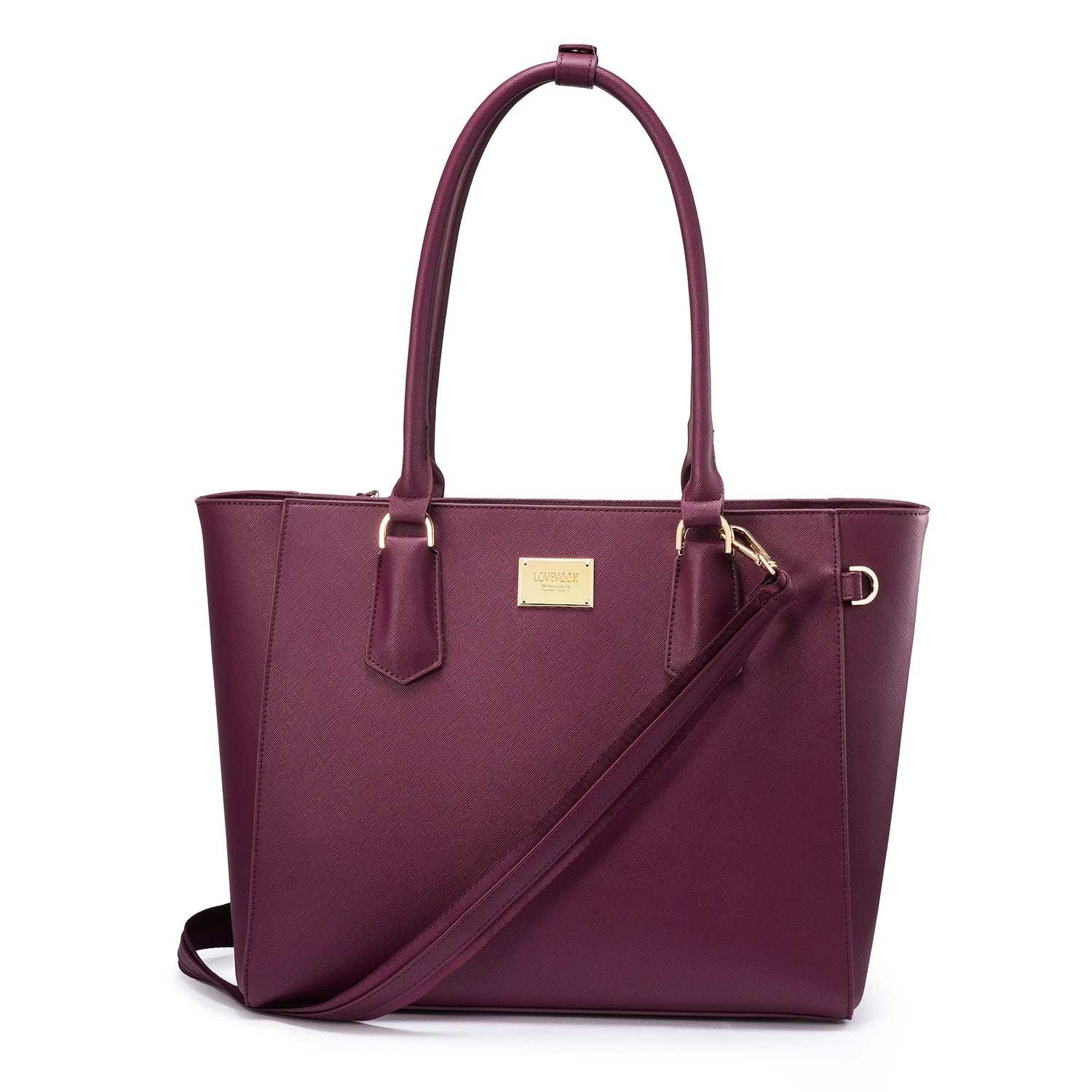 JMT-560266 Elegant Leather Tote Bag for 15.6-Inch Laptops - Versatile Work and Shopping Handbag for Women