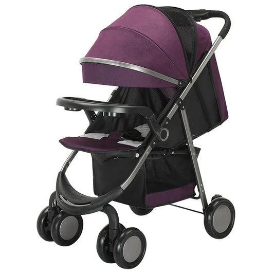 JMT-560458 Foldable Baby Stroller with Tray - Compact Travel System Pushchair for Infants