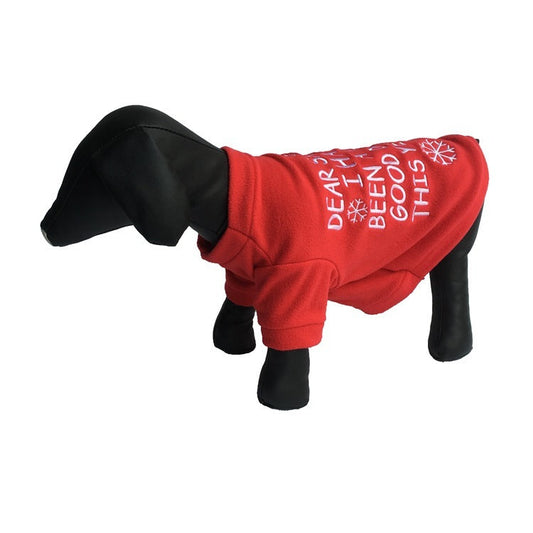 JMT-560522 Cozy Red Fleece Christmas Pet Sweater with Snowflakes