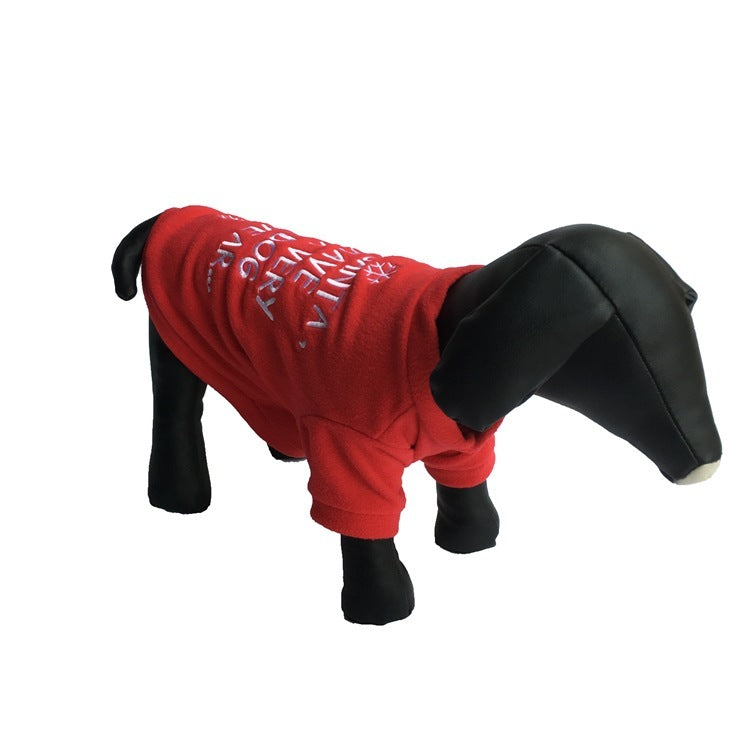 JMT-560522 Cozy Red Fleece Christmas Pet Sweater with Snowflakes