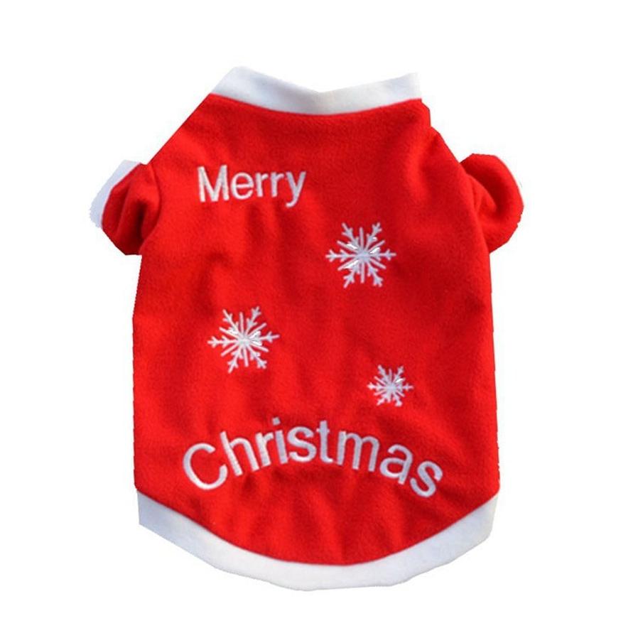JMT-560522 Cozy Red Fleece Christmas Pet Sweater with Snowflakes