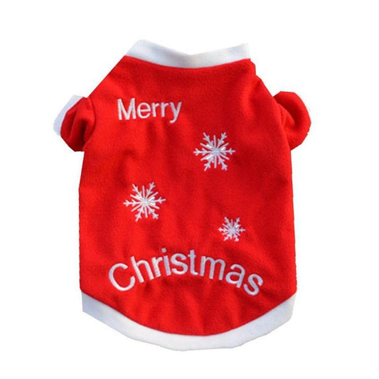 JMT-560522 Cozy Red Fleece Christmas Pet Sweater with Snowflakes