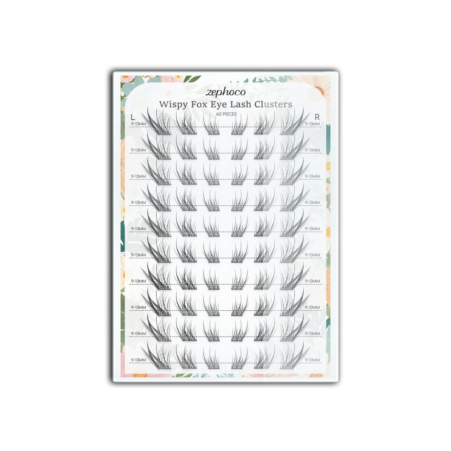 JMT-560714 Wispy Fox Eye Lash Clusters - 60 Pieces of Man-Made Fiber Eyelashes