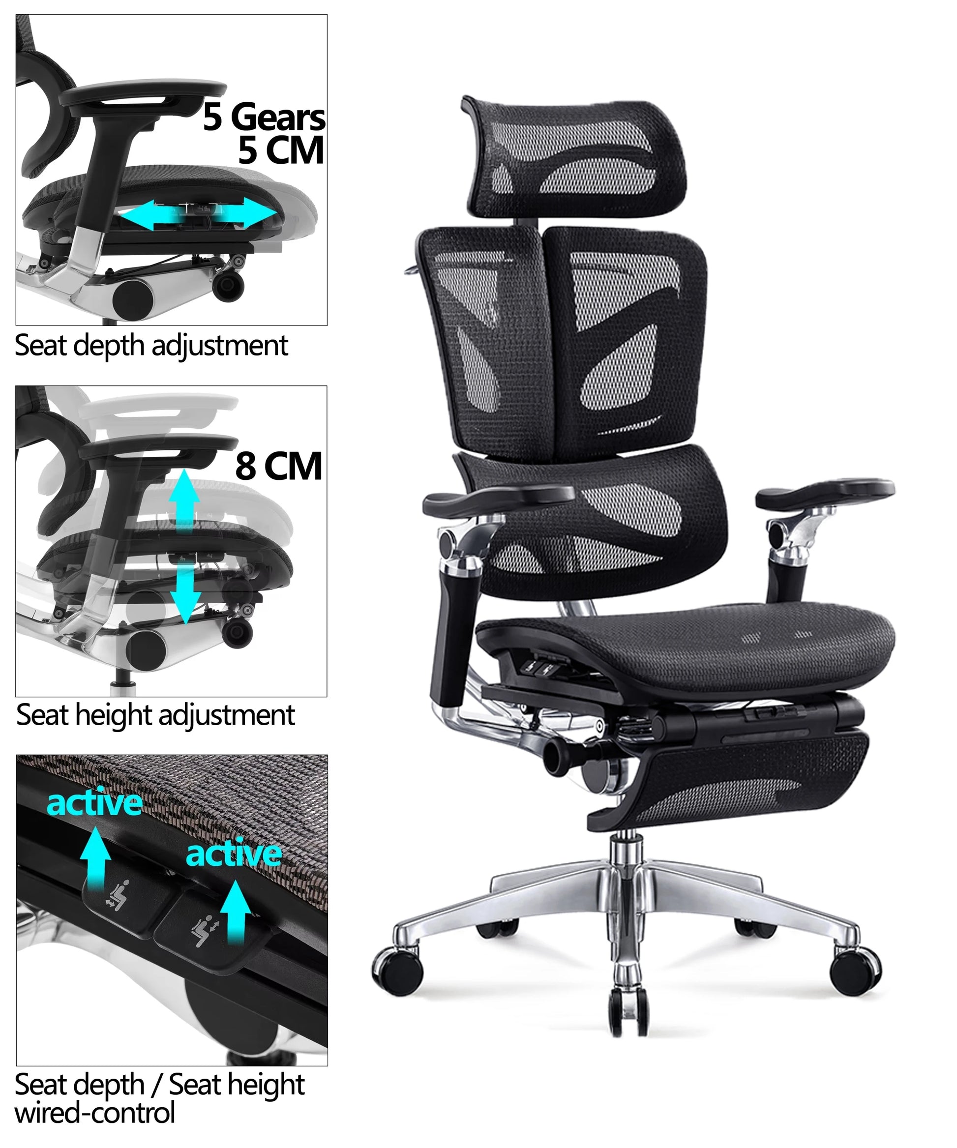 JMT-560906 Ergonomic 7D Armrest Swivel Office Chair for Executive Use