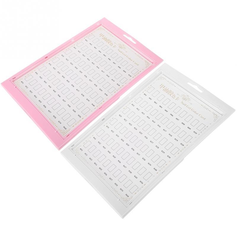 JMT-560906 Nail Art Display Color Card Exhibition Board - 60 Color Display with Manicure Tools in Pink and White