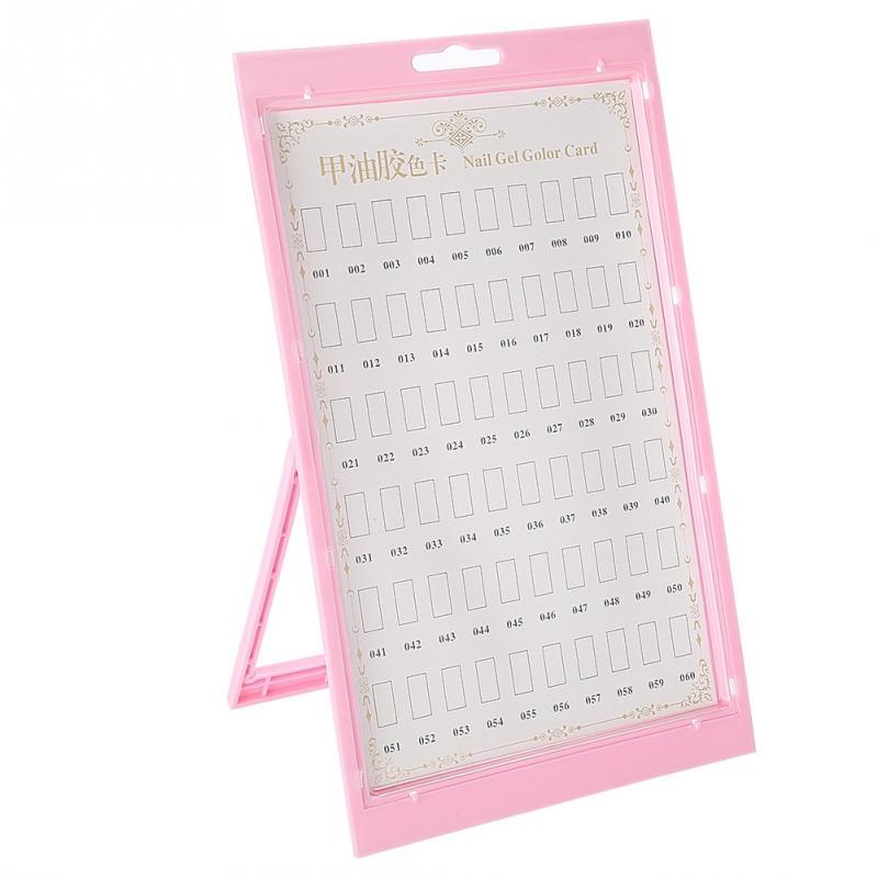 JMT-560906 Nail Art Display Color Card Exhibition Board - 60 Color Display with Manicure Tools in Pink and White