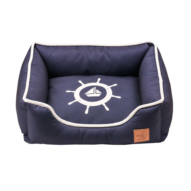 JMT-560906 Removable and Washable Pet Nest in Nautical Theme: Rudder, Anchor, Compass Design