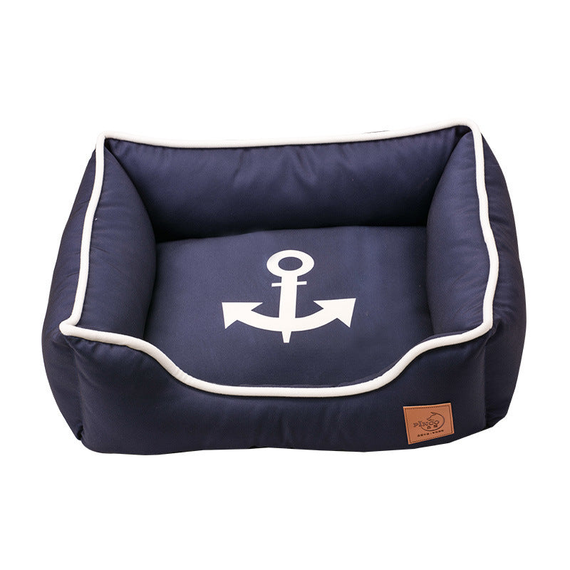 JMT-560906 Removable and Washable Pet Nest in Nautical Theme: Rudder, Anchor, Compass Design