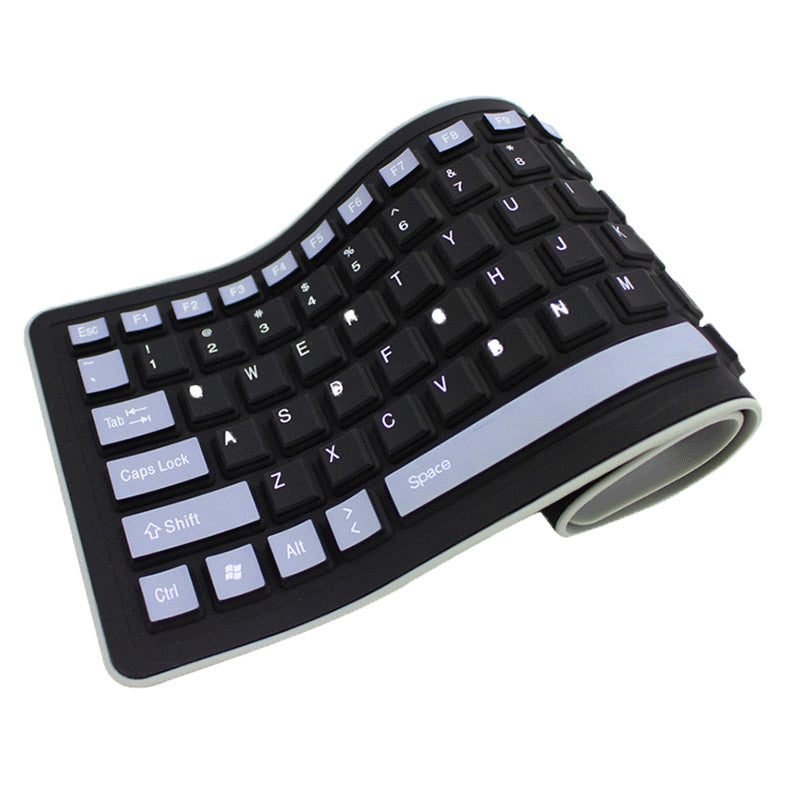 JMT-561226 Foldable Curved USB Bluetooth Keyboard - Silent, Waterproof, 103 Keys, Compact Design