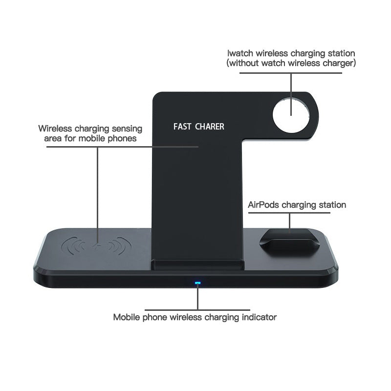 JMT-561290 Universal Three-in-One Bracket Wireless Charger with Indicator Function - Black
