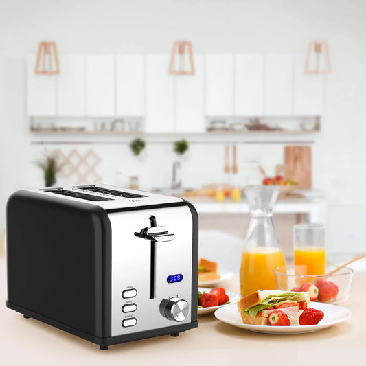 JMT-561546 Digital LED Display Stainless Steel Toaster with Countdown Timer for 2 Slices