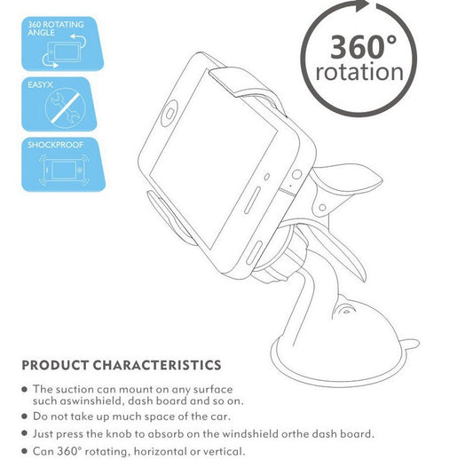 JMT-561610 Multi-Function Mobile Phone Holder with 360-Degree Rotation and Smart Clip Design