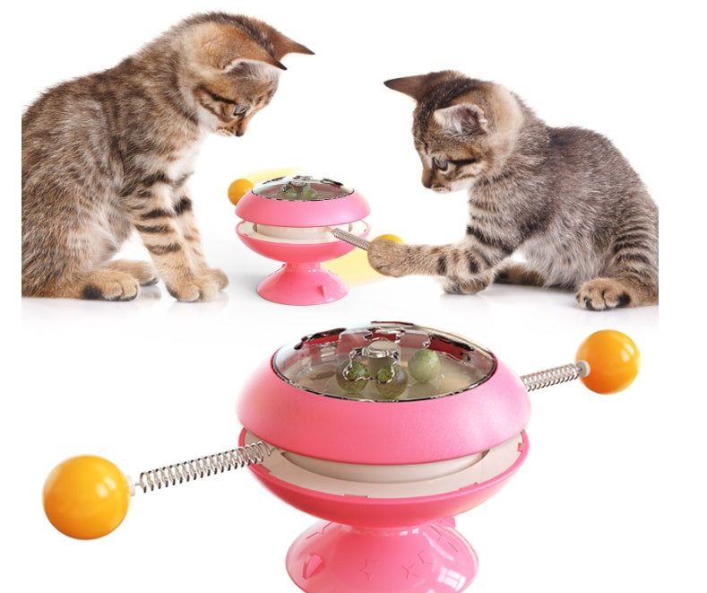 JMT-561738 Rotating Cat Stick Toy with Peppermint Ball - Interactive Plastic Toss Toy for Cats