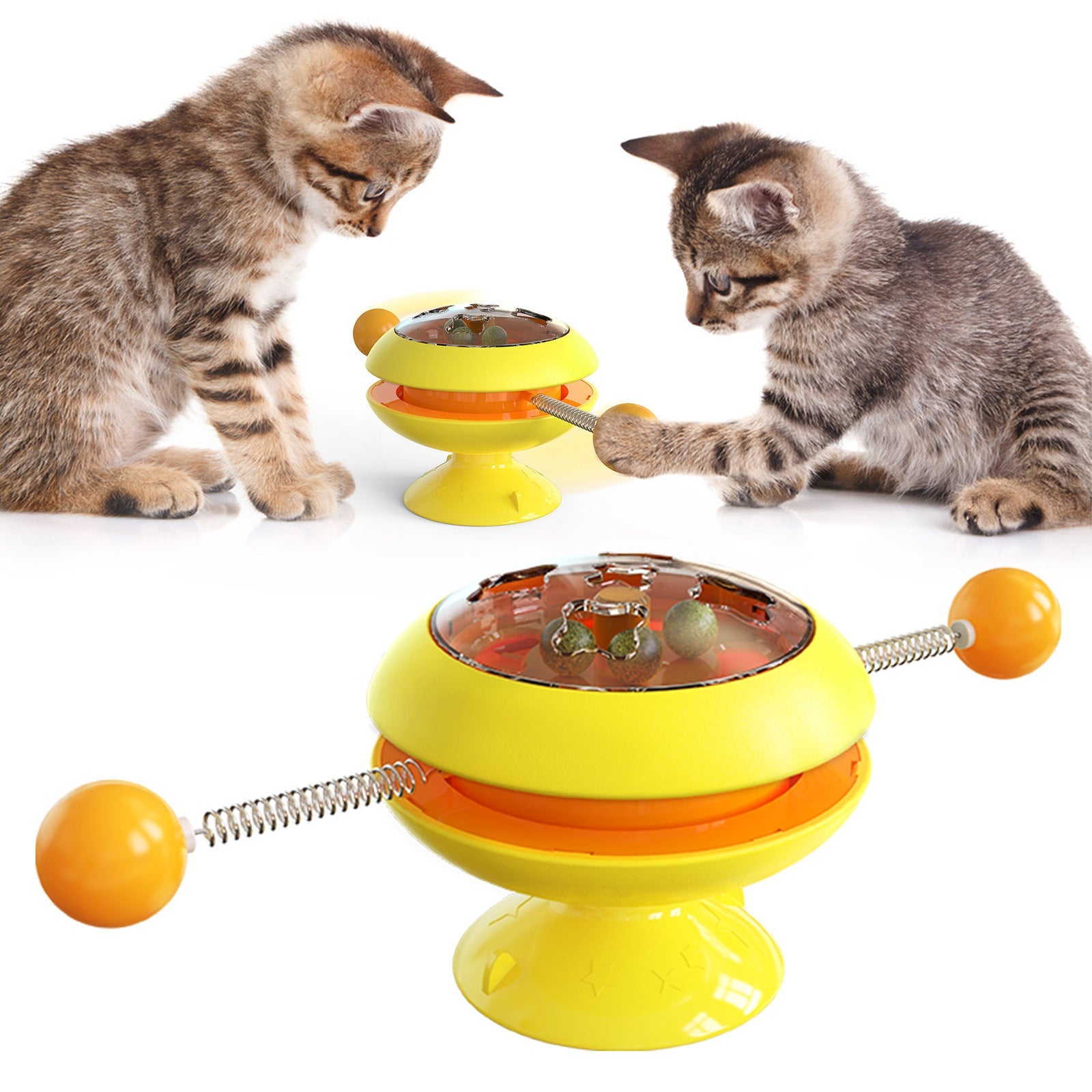 JMT-561738 Rotating Cat Stick Toy with Peppermint Ball - Interactive Plastic Toss Toy for Cats