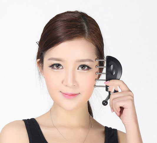 JMT-561994 Stainless Steel Gua Sha Shampoo Massage Comb with Round Head - Black Finish