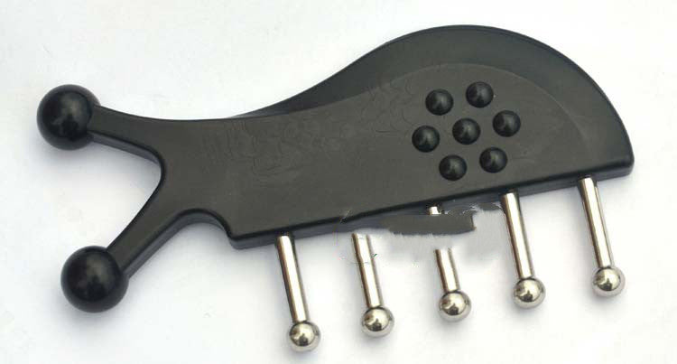 JMT-561994 Stainless Steel Gua Sha Shampoo Massage Comb with Round Head - Black Finish