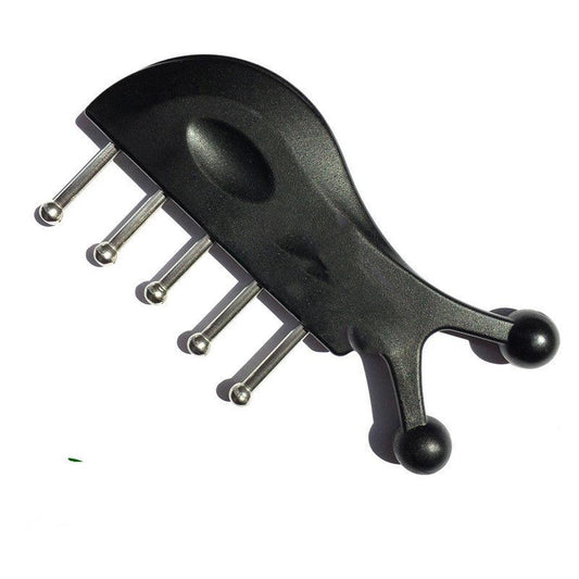 JMT-561994 Stainless Steel Gua Sha Shampoo Massage Comb with Round Head - Black Finish