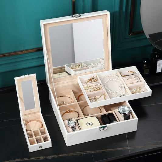 JMT-562186 European Style Large-Capacity Jewelry and Cosmetic Storage Box with Organizer Features