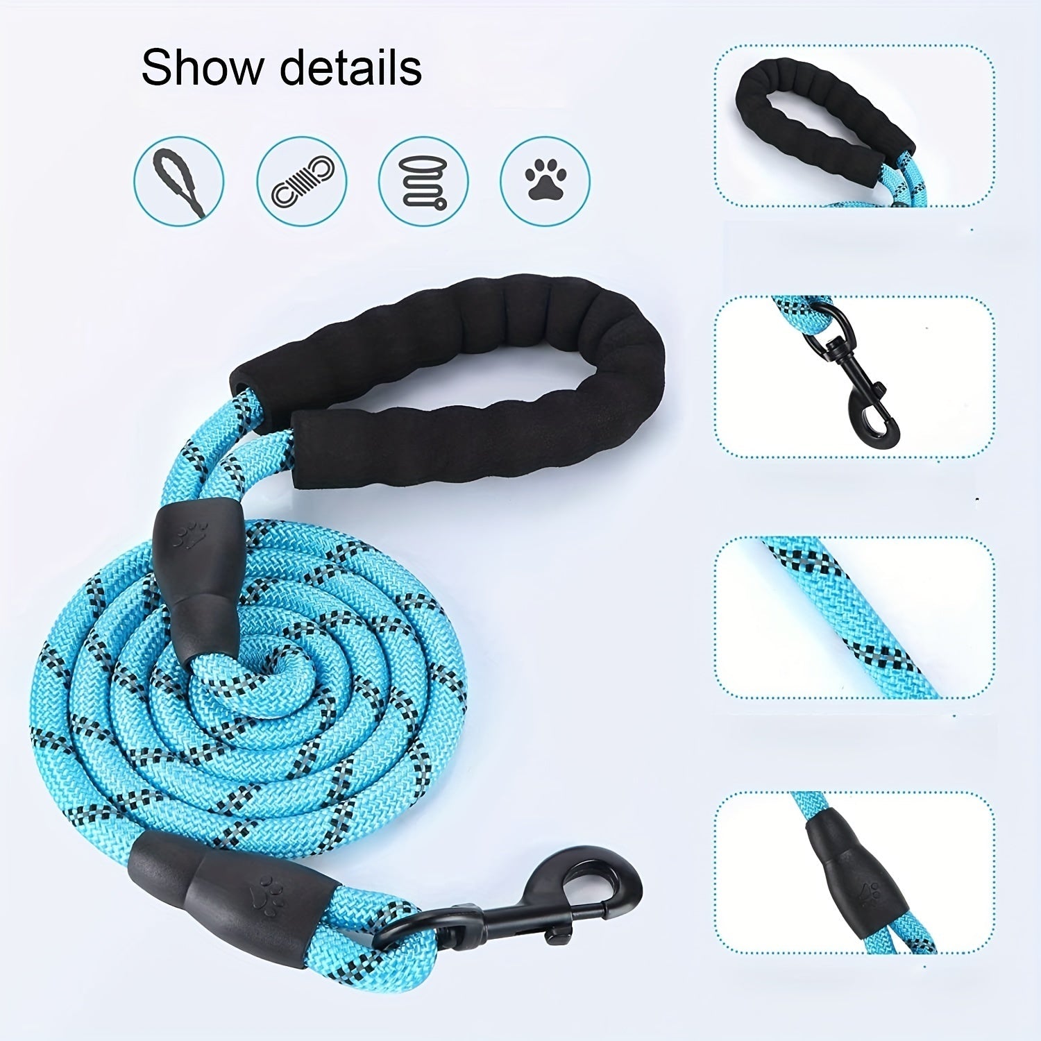 JMT-562250 Elastic Dog Leash with Padded Handle for Comfortable Jogging and Training, 5 Feet Reflective Rope and Adjustable Waist Belt for Hands-Free Pet Walking