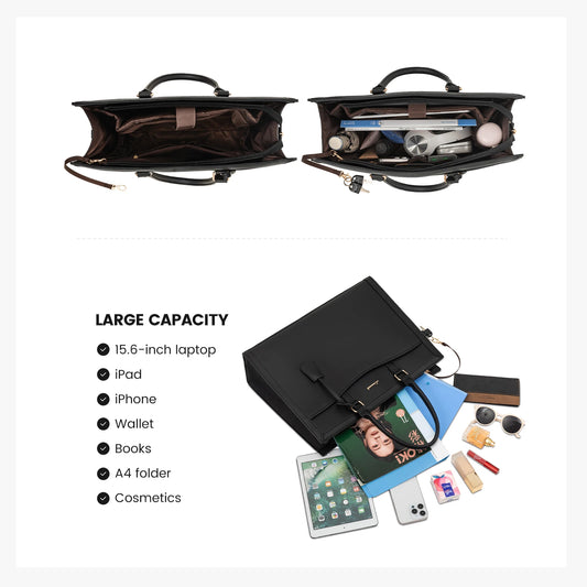 JMT-562570 Stylish Leather Laptop Tote Bag with Storage Compartment for Business and Office Use