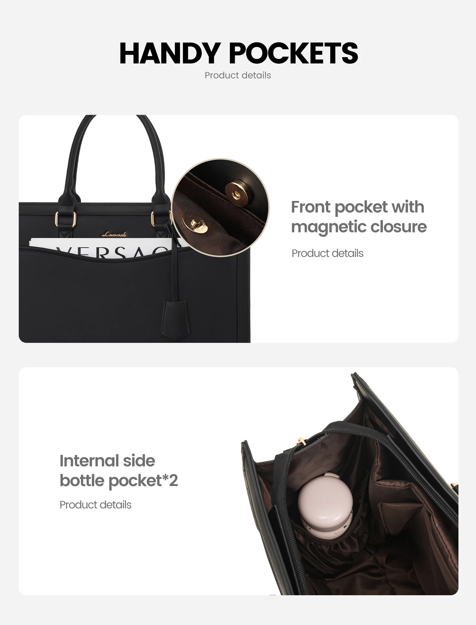 JMT-562570 Stylish Leather Laptop Tote Bag with Storage Compartment for Business and Office Use