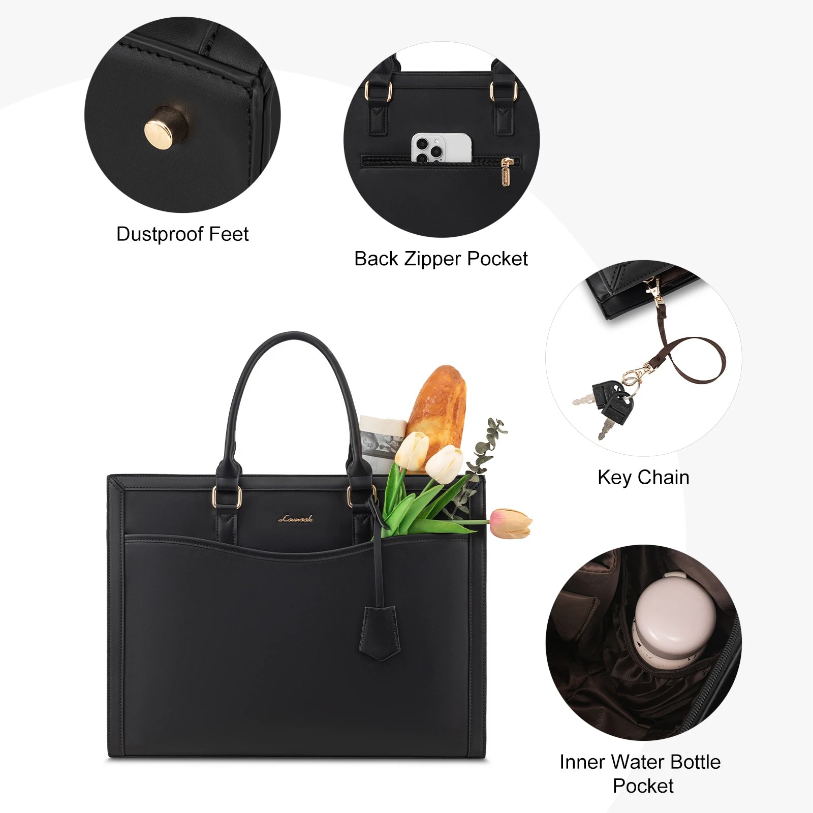 JMT-562570 Stylish Leather Laptop Tote Bag with Storage Compartment for Business and Office Use