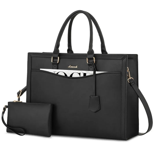 JMT-562570 Stylish Leather Laptop Tote Bag with Storage Compartment for Business and Office Use