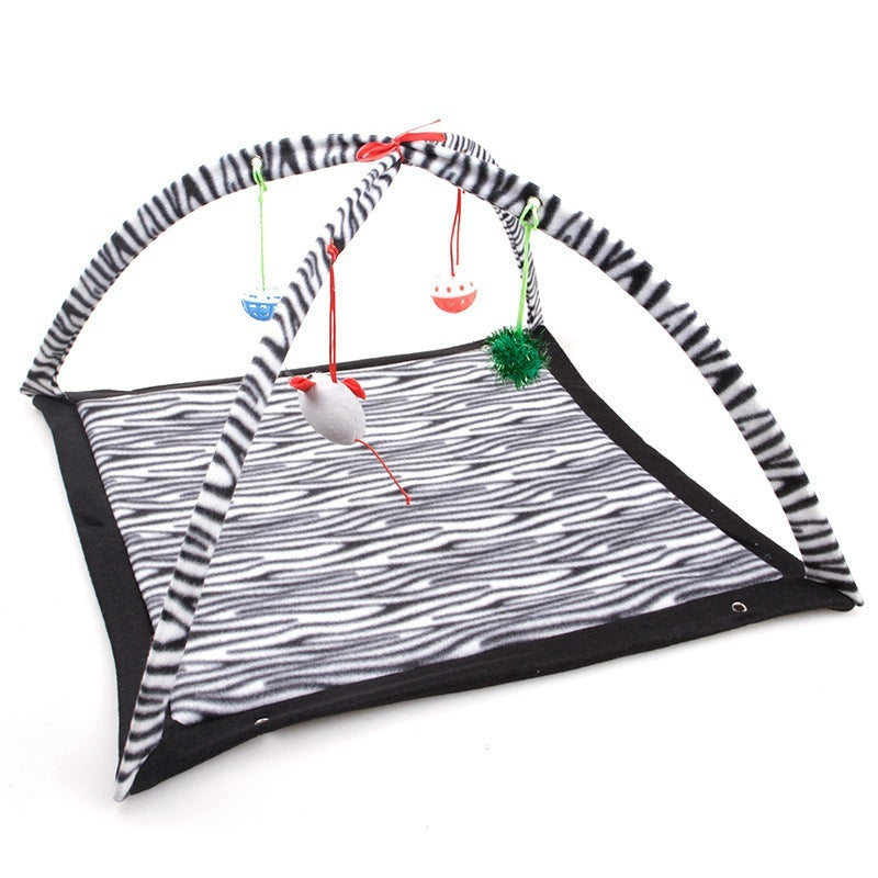 JMT-562762 Cartoon Cat Play Tent and Multifunctional Cat Hammock Bed, Foldable Cat Mat with Play Balls and Animal Patterns