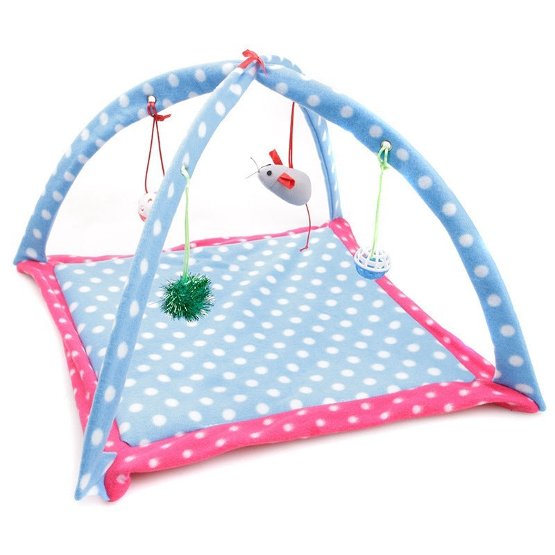 JMT-562762 Cartoon Cat Play Tent and Multifunctional Cat Hammock Bed, Foldable Cat Mat with Play Balls and Animal Patterns