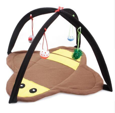 JMT-562762 Cartoon Cat Play Tent and Multifunctional Cat Hammock Bed, Foldable Cat Mat with Play Balls and Animal Patterns