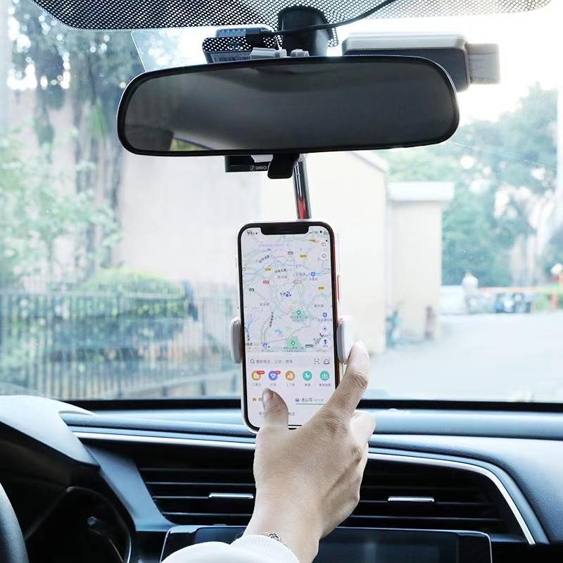 JMT-562762 Rearview Mirror Phone Holder with 360-Degree Rotation for Car Navigation