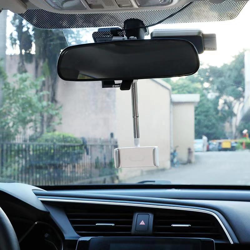 JMT-562762 Rearview Mirror Phone Holder with 360-Degree Rotation for Car Navigation