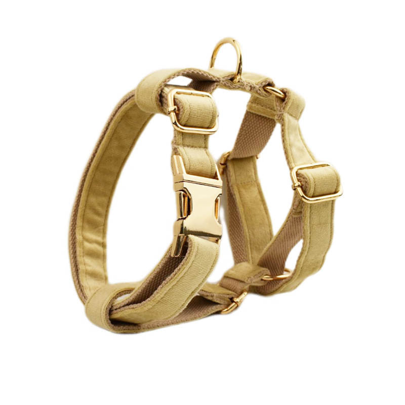 JMT-563082 Scalable Velvet Fabric Dog Collar Set with Bow, Flower, Vest, Leash & Poop Bag