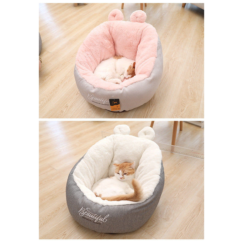 JMT-563210 Rabbit Ear Cat House and Small Dog Kennel in Cloth – Available in White and Pink, Sizes S and M